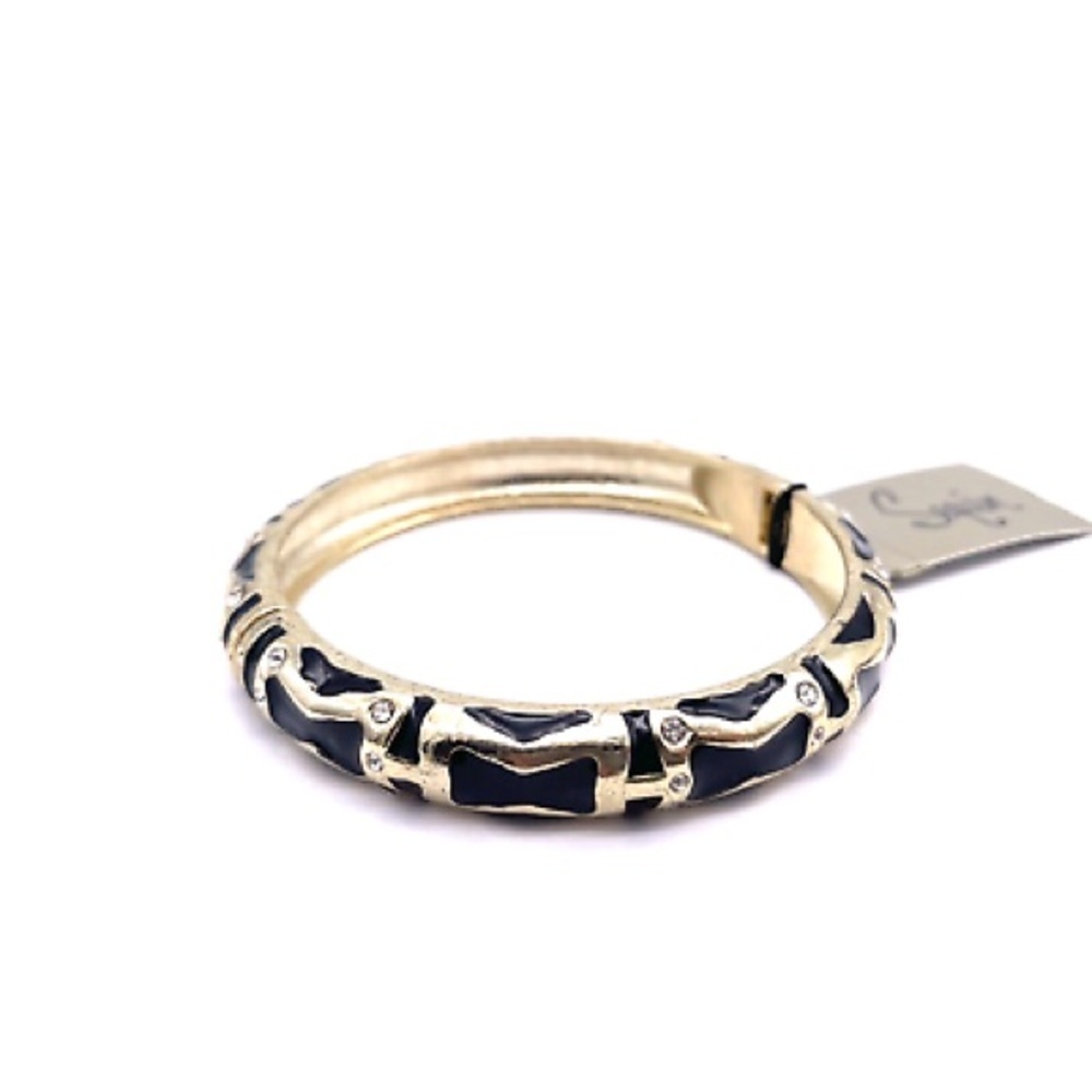 NWT Sequin Bangle Hinge Bracelet Gold Black by Nordstrom